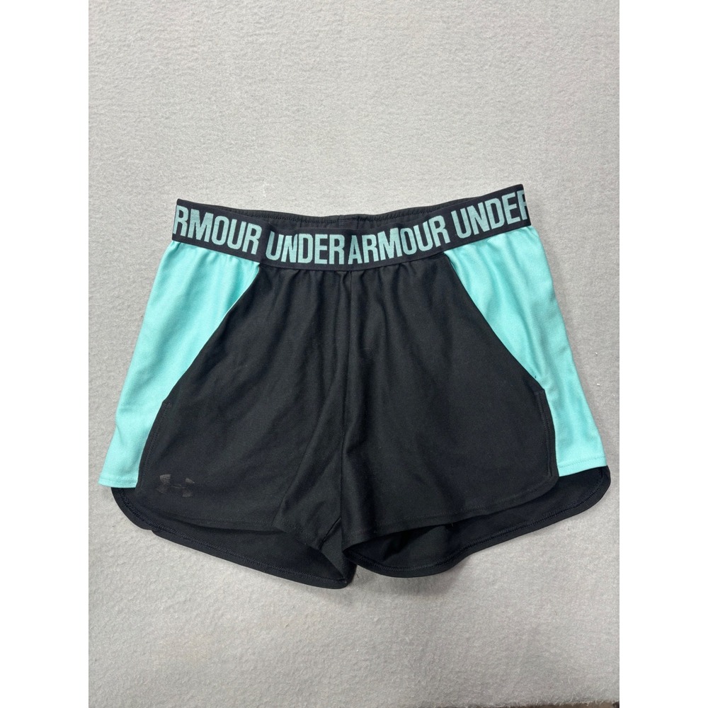 Under Armour Women's Small Running Shorts Athletic Gym Training Black Teal